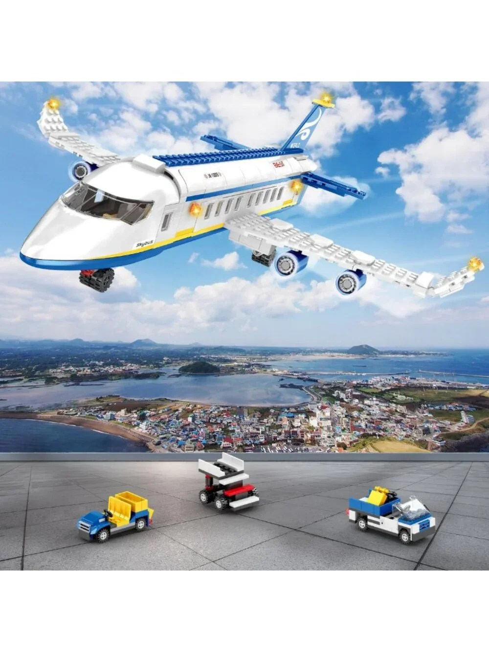 510 Pcs Airplane Building Set - 6-in-1 STEM Toys with Shuttle Bus & Baggage